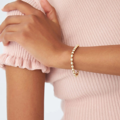 14K Gold 5MM Wide Round Bead Ball Chain Bracelet
