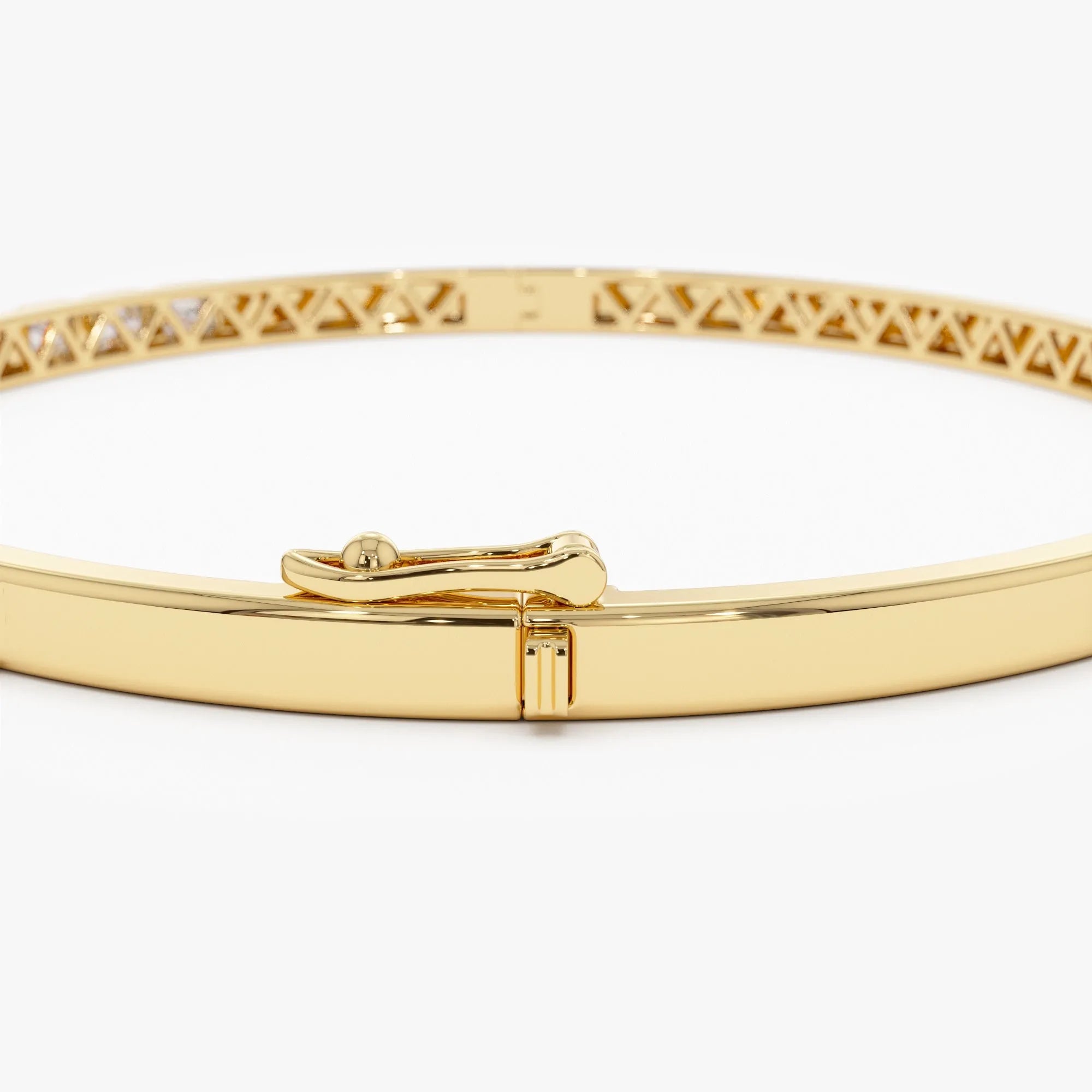14K Solid Gold 1.01 CTW Emerald Cut Diamond Bezel Set Bangle