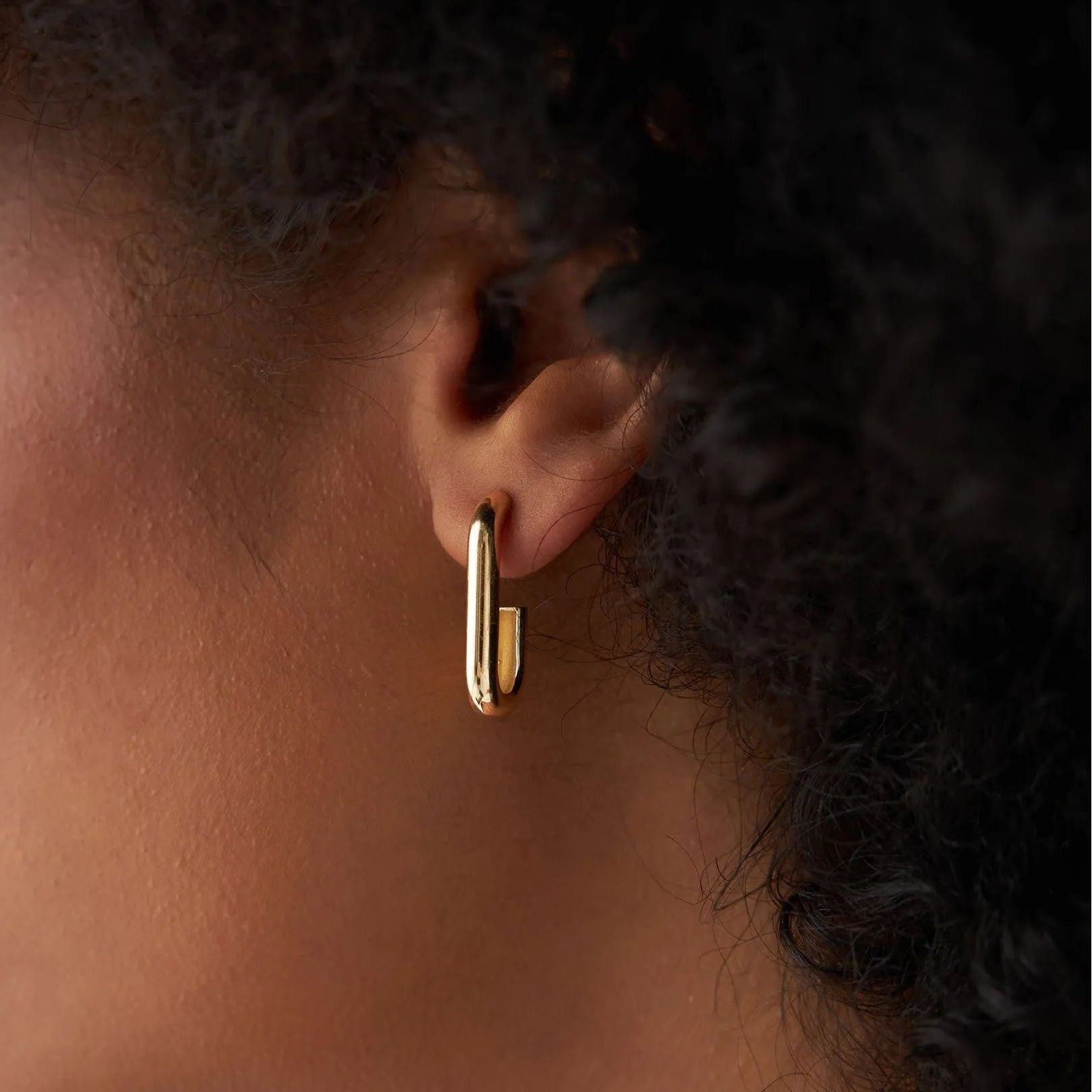 14k Gold Bold Paperclip Link Hoop Earrings 18mm Drop 3.5mm Width