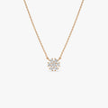 14K Solid Gold 0.23 CTW Round Diamond Cluster Flower Necklace