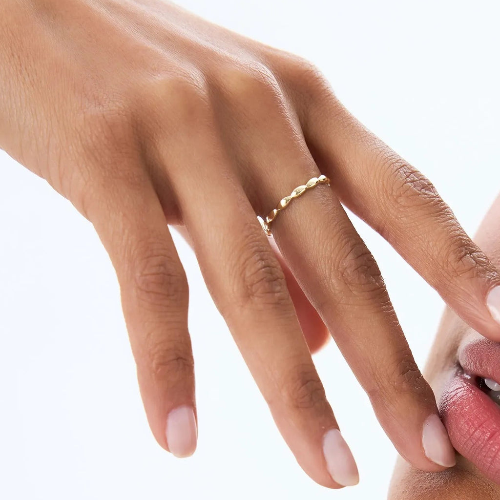 14k Gold Marquise Shape Ring 1.85mm Wide Minimalist Band