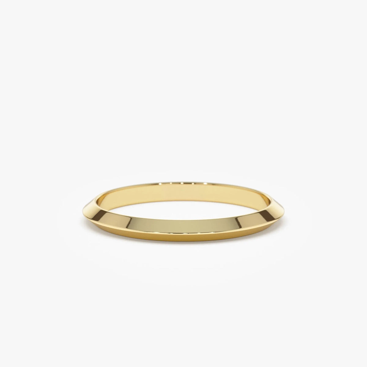 14k Gold Knife Edge Wedding Band Wide Plain Ring