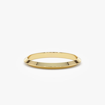 14k Gold Knife Edge Wedding Band Wide Plain Ring