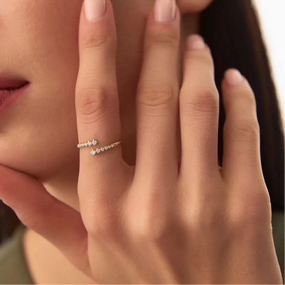 14k Gold Diamond Round Cut Wrapped Ring 0.24 ctw