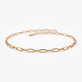 14K Solid Gold Tiny Paper Clip Link Chain Bracelet