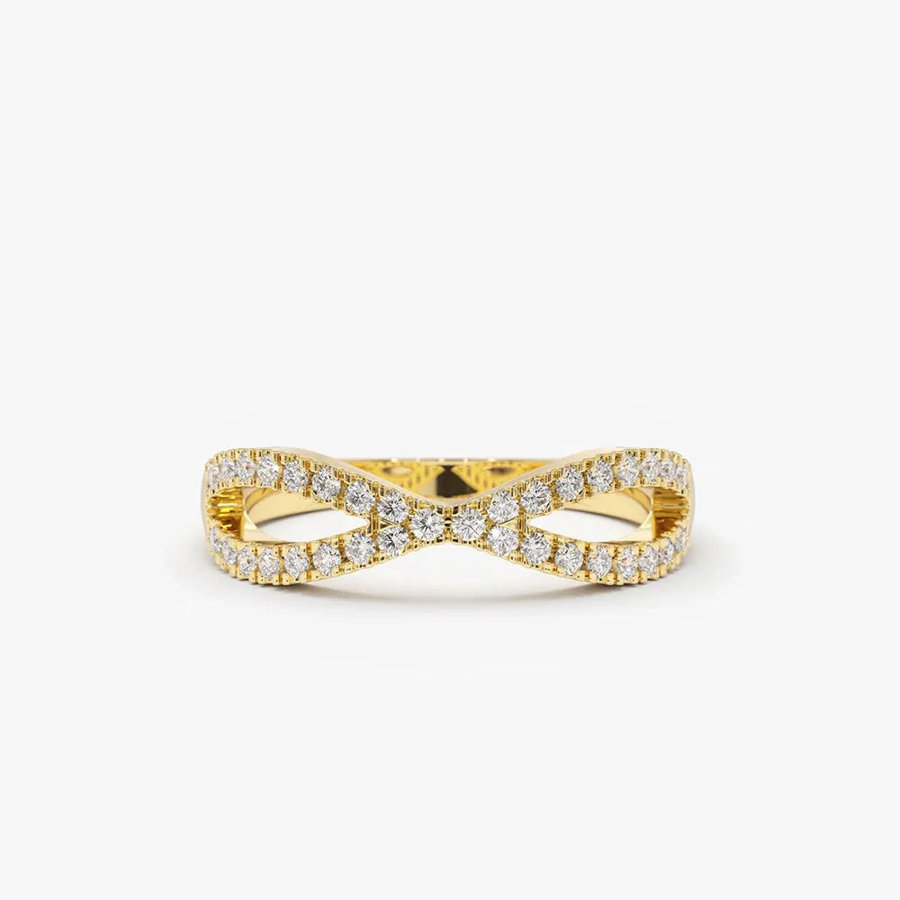 14K Solid Gold Round Diamond Eternity Micro Pave Wedding Band 0.22 Carat