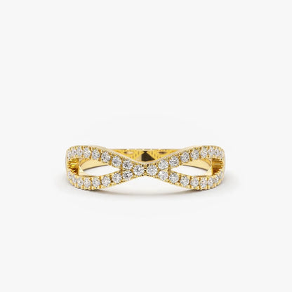 14K Solid Gold Round Diamond Eternity Micro Pave Wedding Band 0.22 Carat