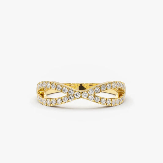14K Solid Gold Round Diamond Eternity Micro Pave Wedding Band 0.22 Carat