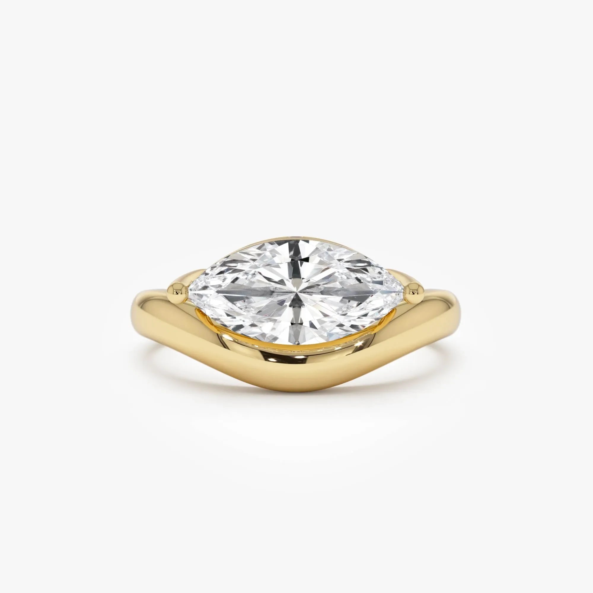 14k Gold 1.50 Carat Marquise Lab Grown Diamond Contemporary Design Ring
