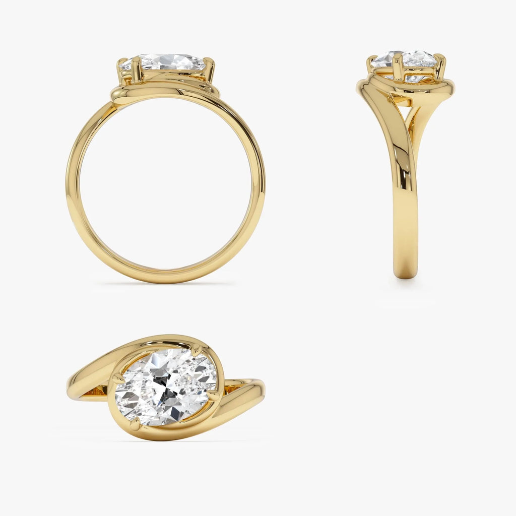 14k Gold 1.50ctw Oval Lab Grown Diamond Bypass Engagement Ring Bianca IGI Certified