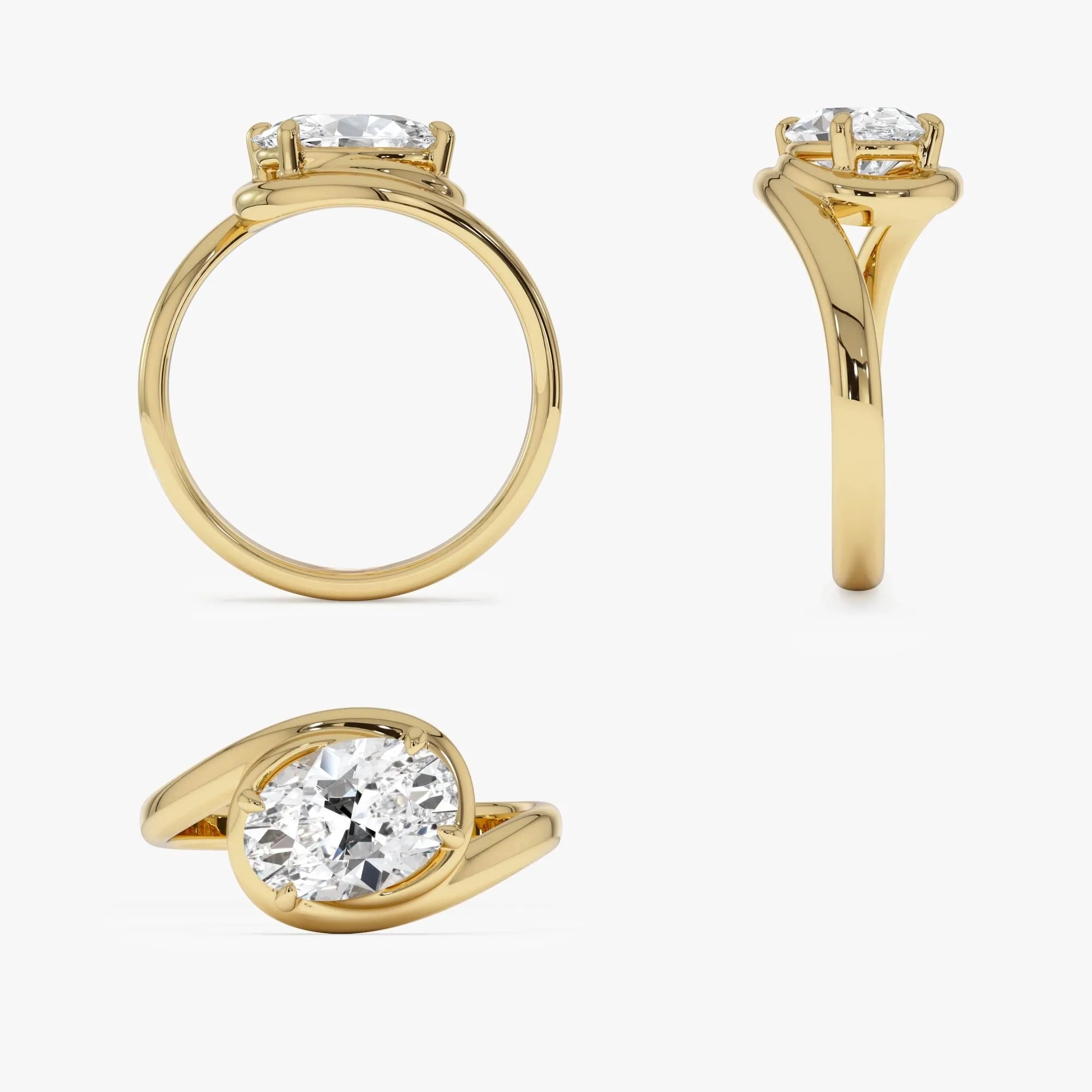 14k Gold 1.50ctw Oval Lab Grown Diamond Bypass Engagement Ring Bianca IGI Certified