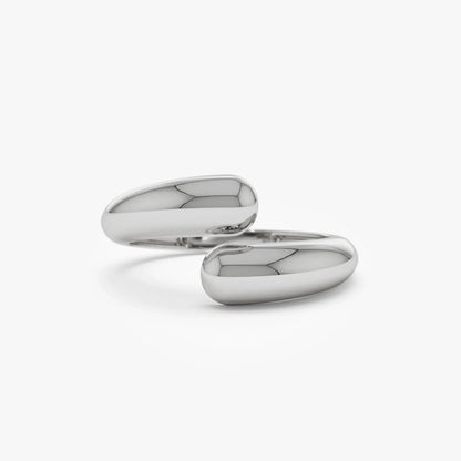 14k Solid Gold Plain Wide Open Cuff Statement Ring