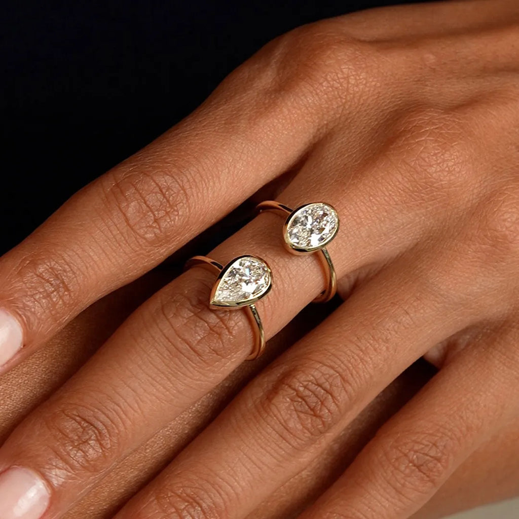 14k Gold 1.50 Ctw Oval Lab Grown Diamond Bezel Setting Engagement Ring Celina