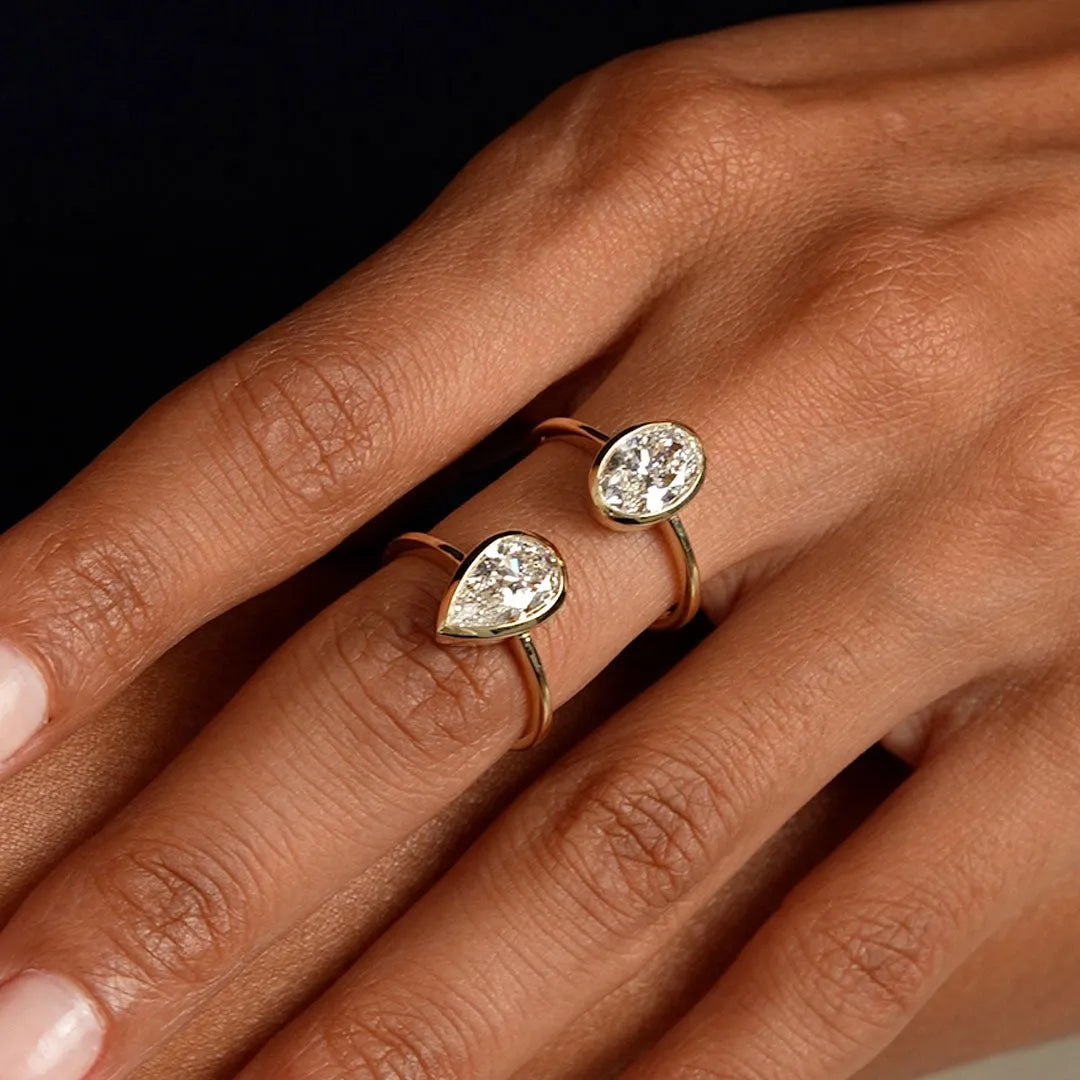 14k Gold 1.50 Ctw Oval Lab Grown Diamond Bezel Setting Engagement Ring Celina