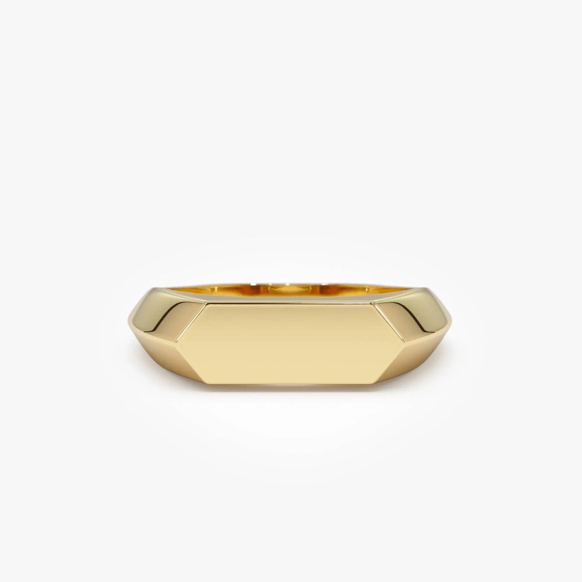 14k Gold Geometric Signet Ring with Graduated Band