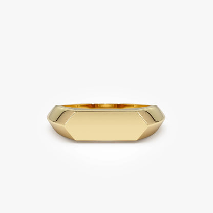 14k Gold Geometric Signet Ring with Graduated Band