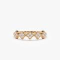14k Solid Gold Round Diamond Stackable Clover Cluster Ring 0.20 ctw