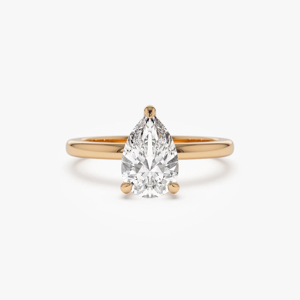 14k Gold Lab Grown Diamond Pear Shaped Engagement Ring Prong Setting Kylie 0.75 to 1.50 ctw