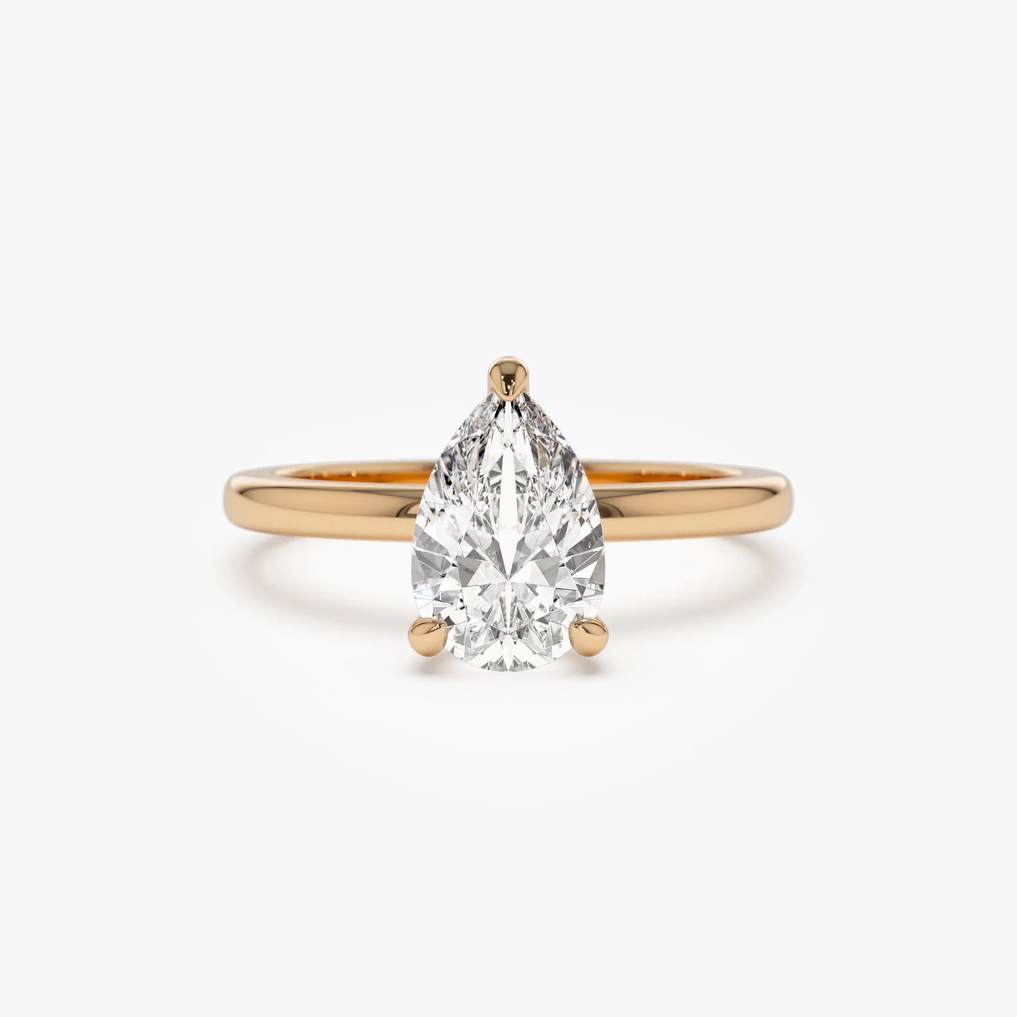 14k Gold Lab Grown Diamond Pear Shaped Engagement Ring Prong Setting Kylie 0.75 to 1.50 ctw