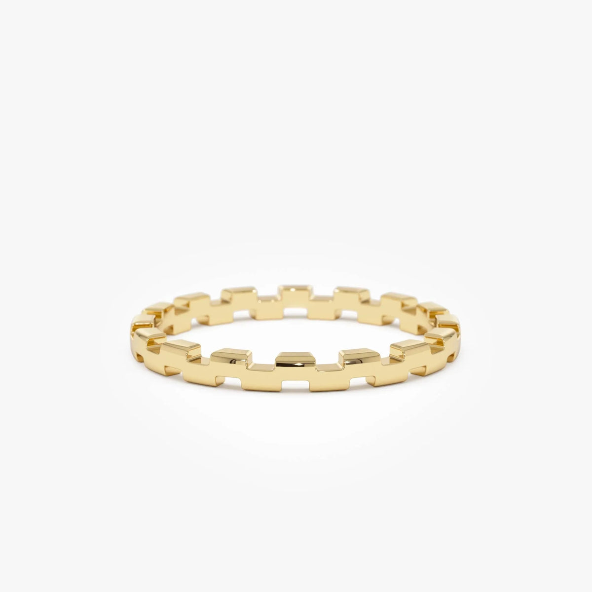 14k Gold Stackable Link Ring 2mm Wide Minimalist Band