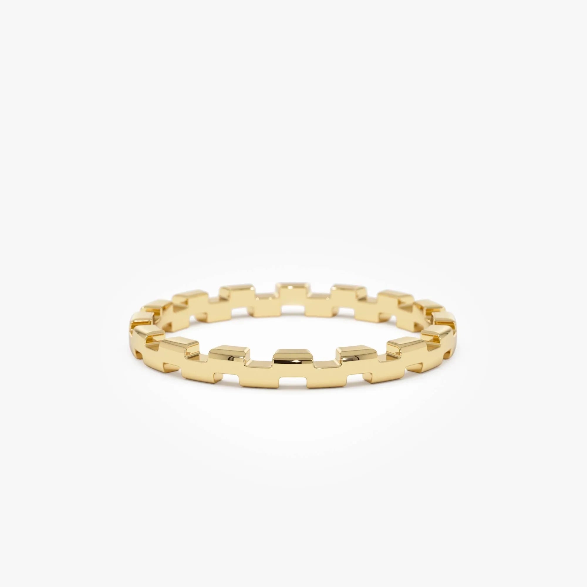 14k Gold Stackable Link Ring 2mm Wide Minimalist Band