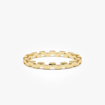 14k Gold Stackable Link Ring 2mm Wide Minimalist Band