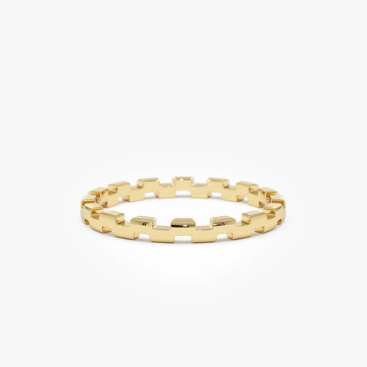 14k Gold Stackable Link Ring 2mm Wide Minimalist Band