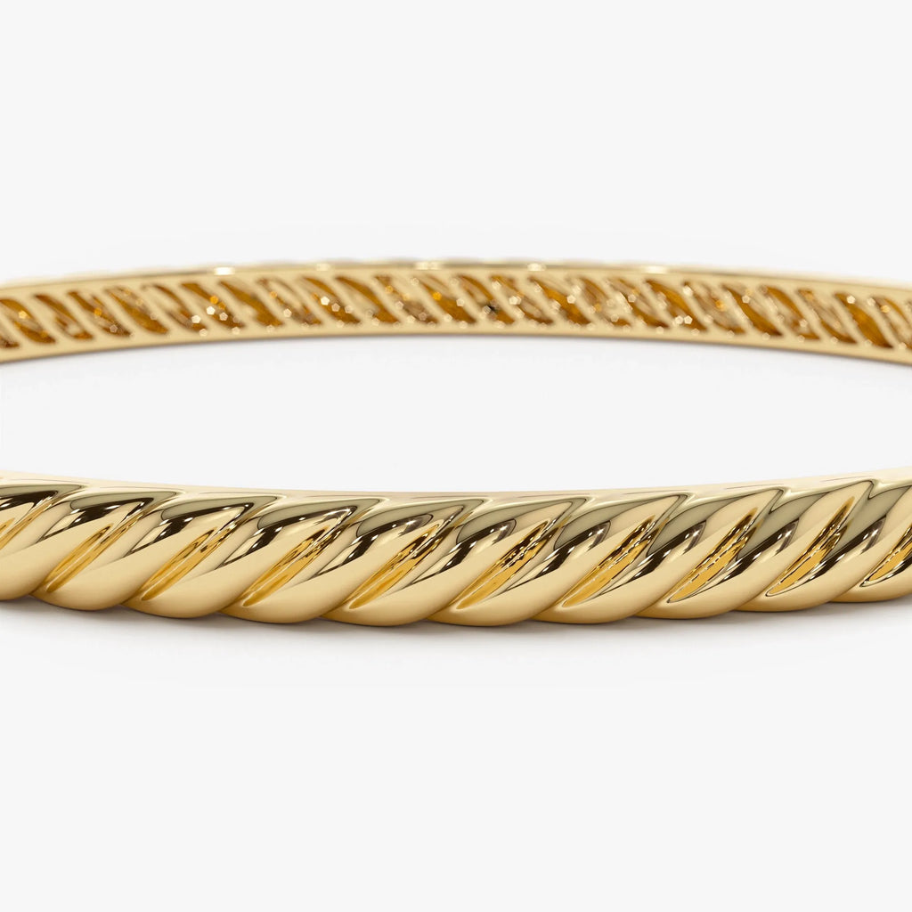 14K Solid Gold Twist Rope Cable Bangle