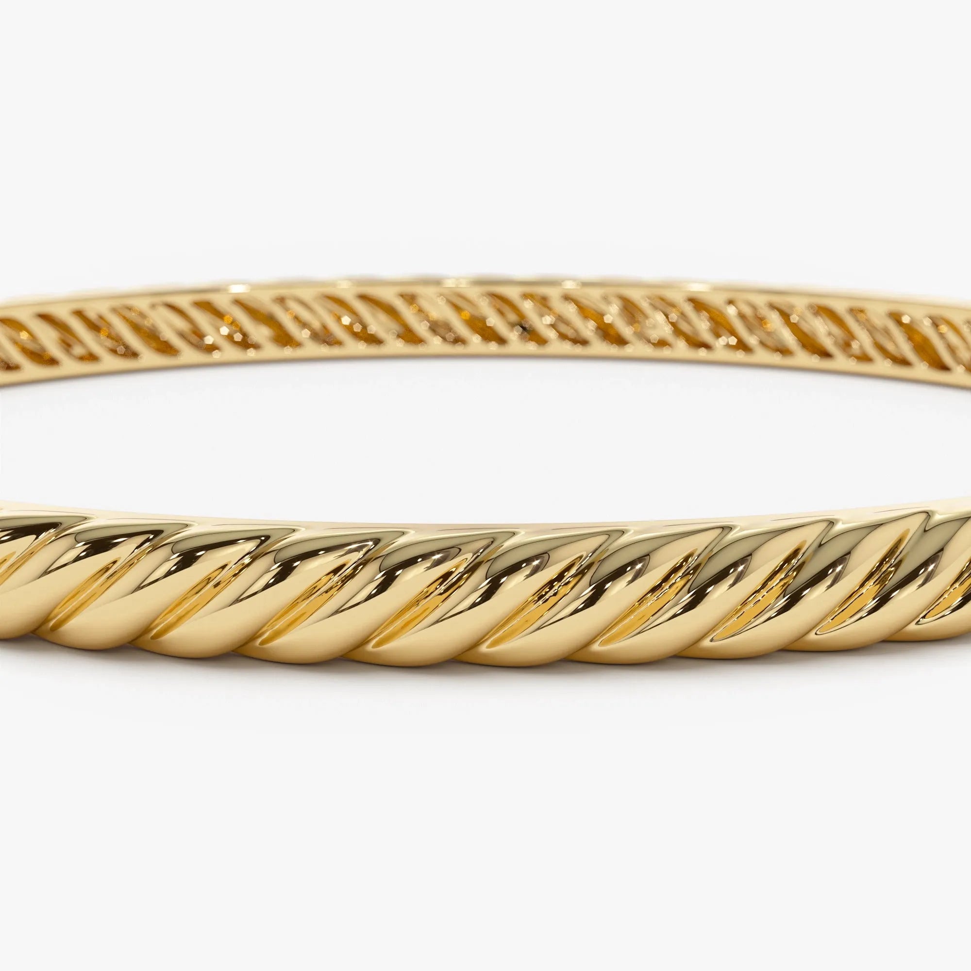 14K Solid Gold Twist Rope Cable Bangle