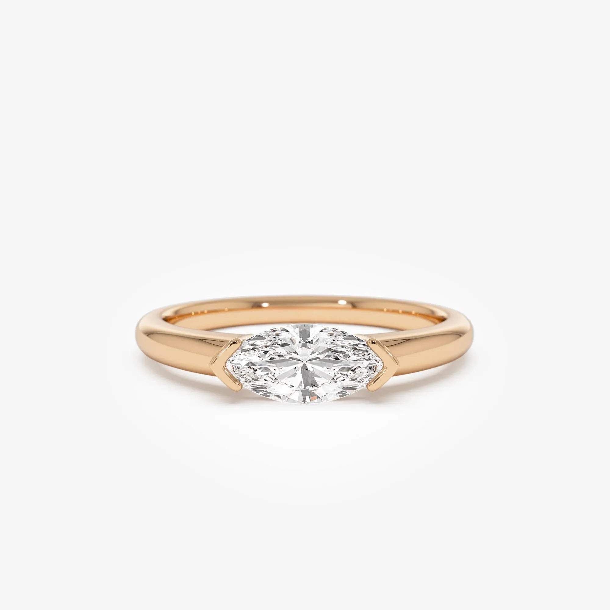 14k Gold 0.75 Carat Marquise Lab Grown Diamond East-West Engagement Ring