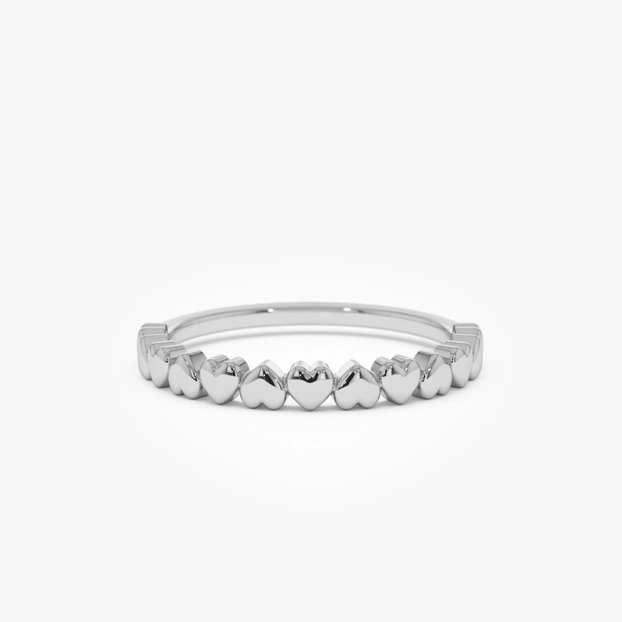 14k Solid Gold Heart Stackable Band Ring