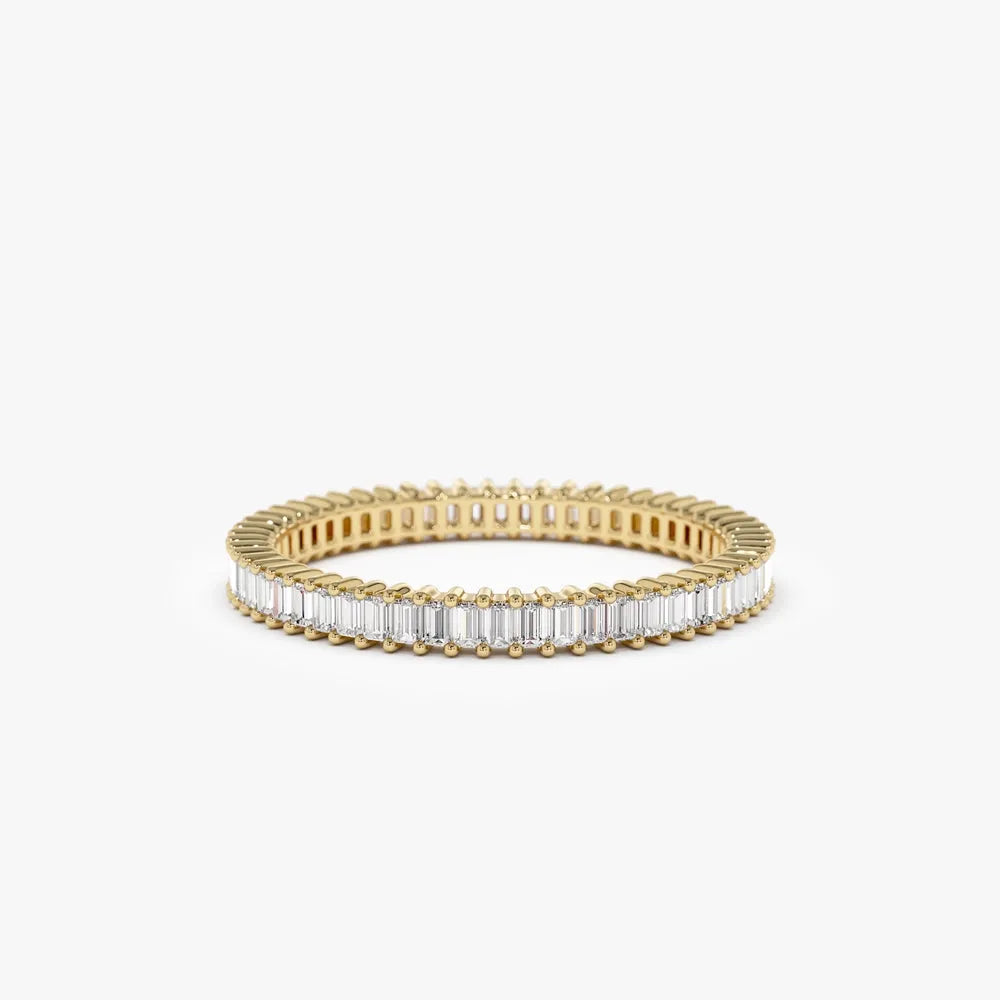 14k Solid Gold Baguette Diamond 0.75 Carat Full Eternity Stackable Band Ring