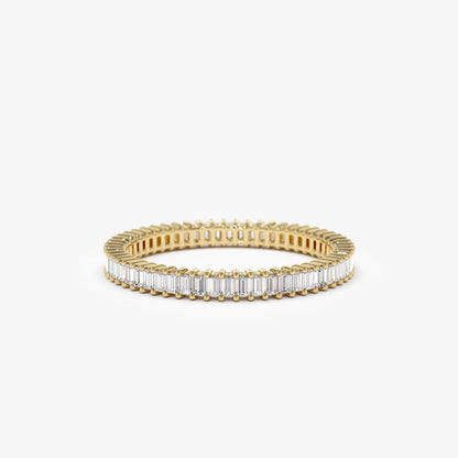 14k Solid Gold Baguette Diamond 0.75 Carat Full Eternity Stackable Band Ring