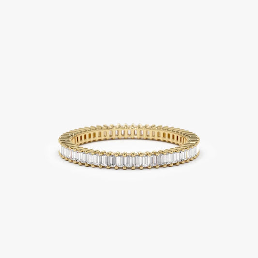 14k Solid Gold Baguette Diamond 0.75 Carat Full Eternity Stackable Band Ring