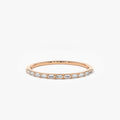 14K Gold 0.15 Carat Baguette Diamond Ultra Thin Half Eternity Stackable Ring