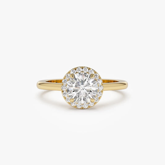 14k Gold 1.20 ctw Lab Grown Diamond Round Halo Engagement Ring Vivien