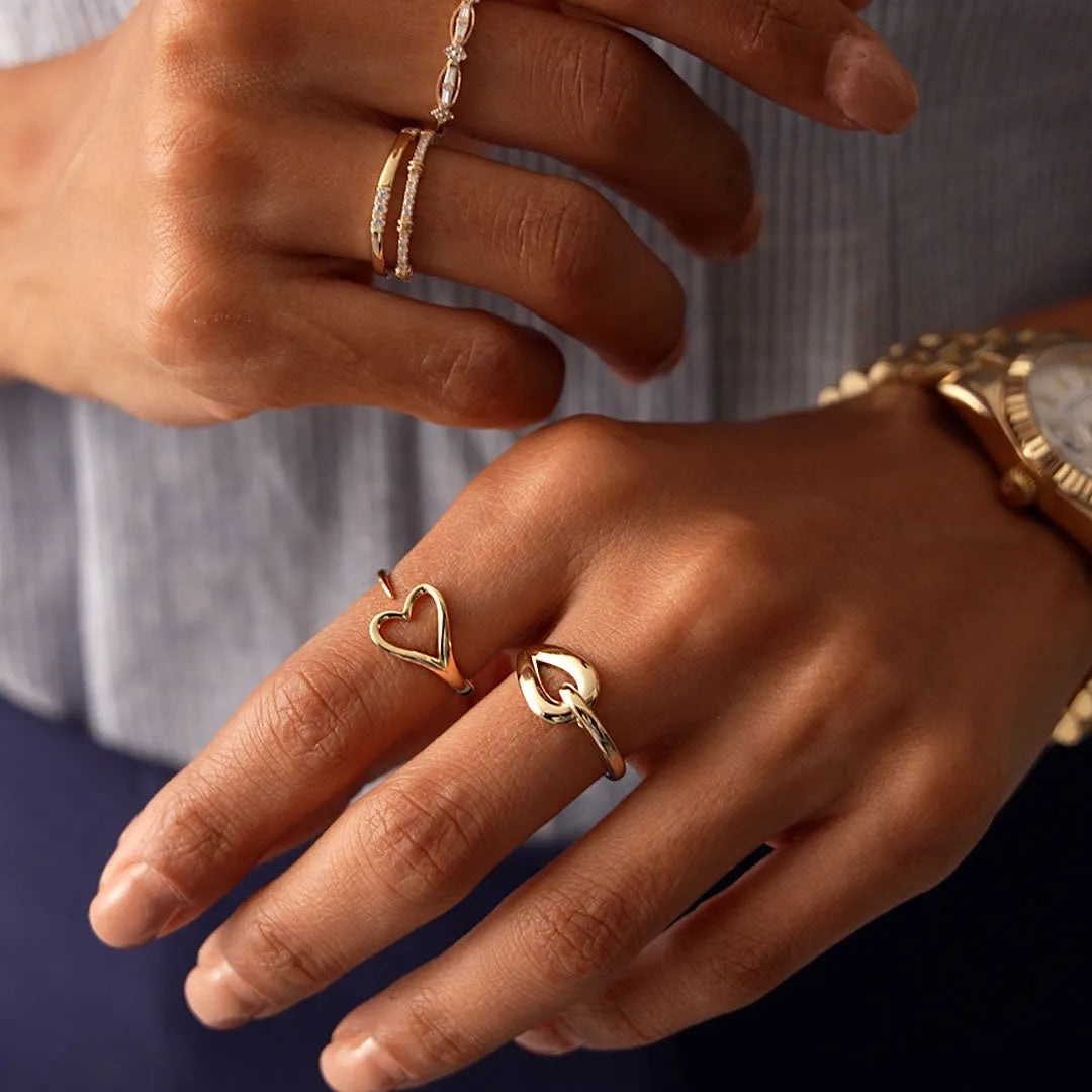14k Gold Modern Knot Ring Wide Graduated Statement Band