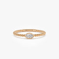 14k Solid Gold Diamond Marquise Ring Bezel Set Rope Band