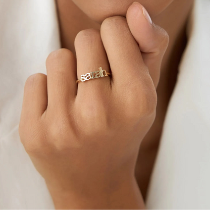 14K Solid Gold Personalized Custom Name Ring Handcrafted Jewelry