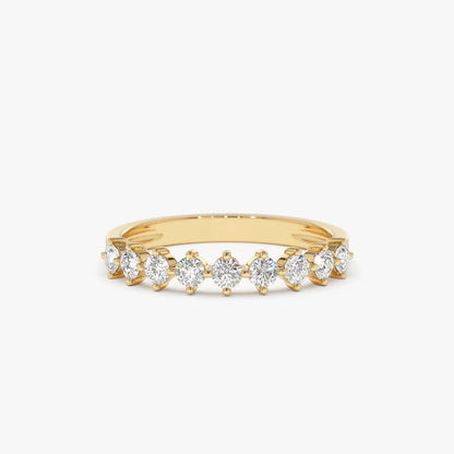 14k Gold Round Diamond 9 Stone Prong Set Women's Wedding Ring 0.50 Carat