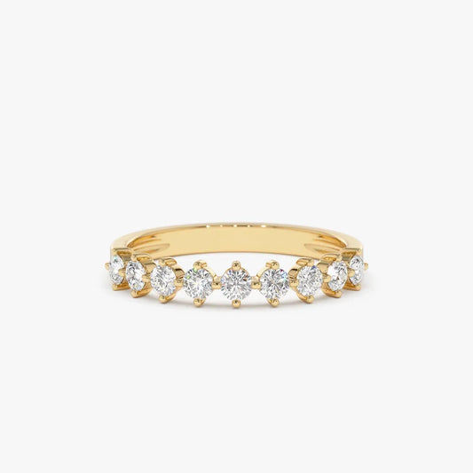 14k Gold Round Diamond 9 Stone Prong Set Women's Wedding Ring 0.50 Carat