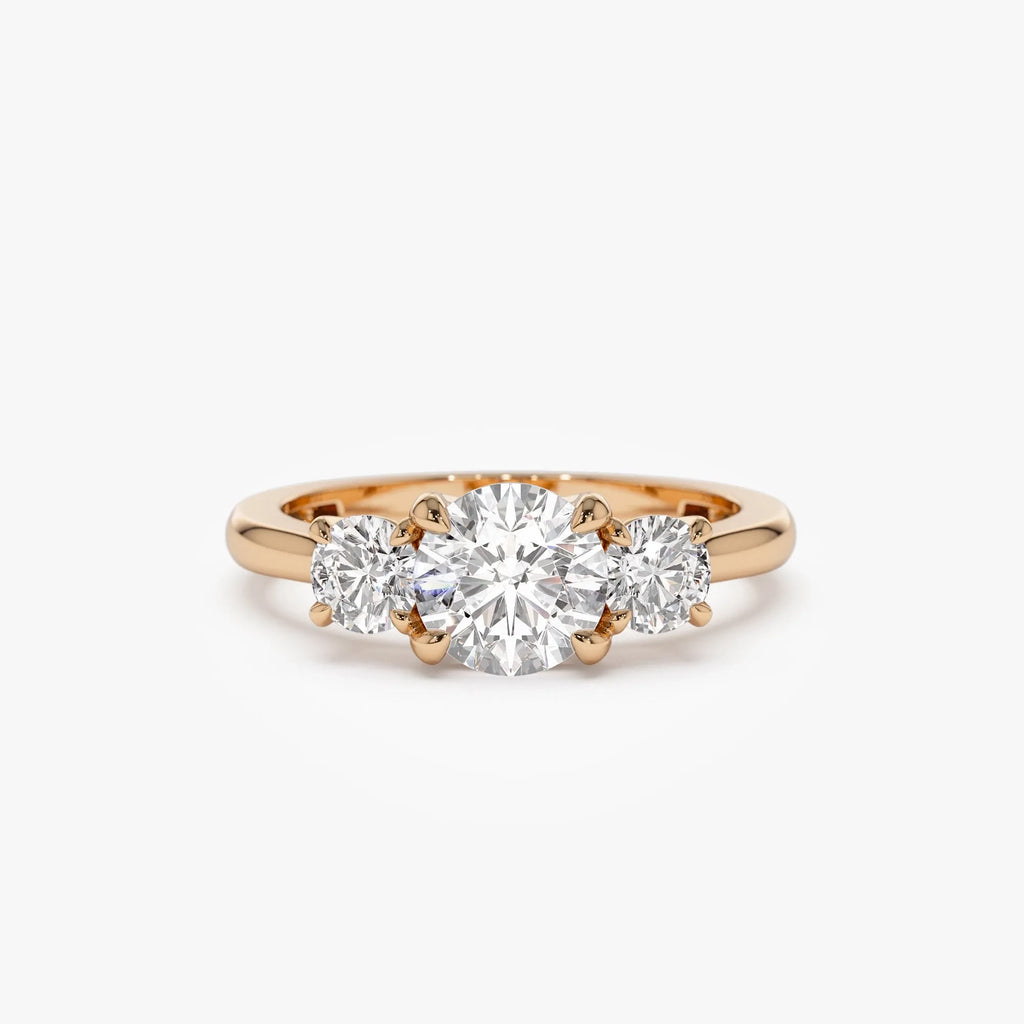 14k Gold 1.50 ctw Round Lab Grown Diamond Three Stone Engagement Ring