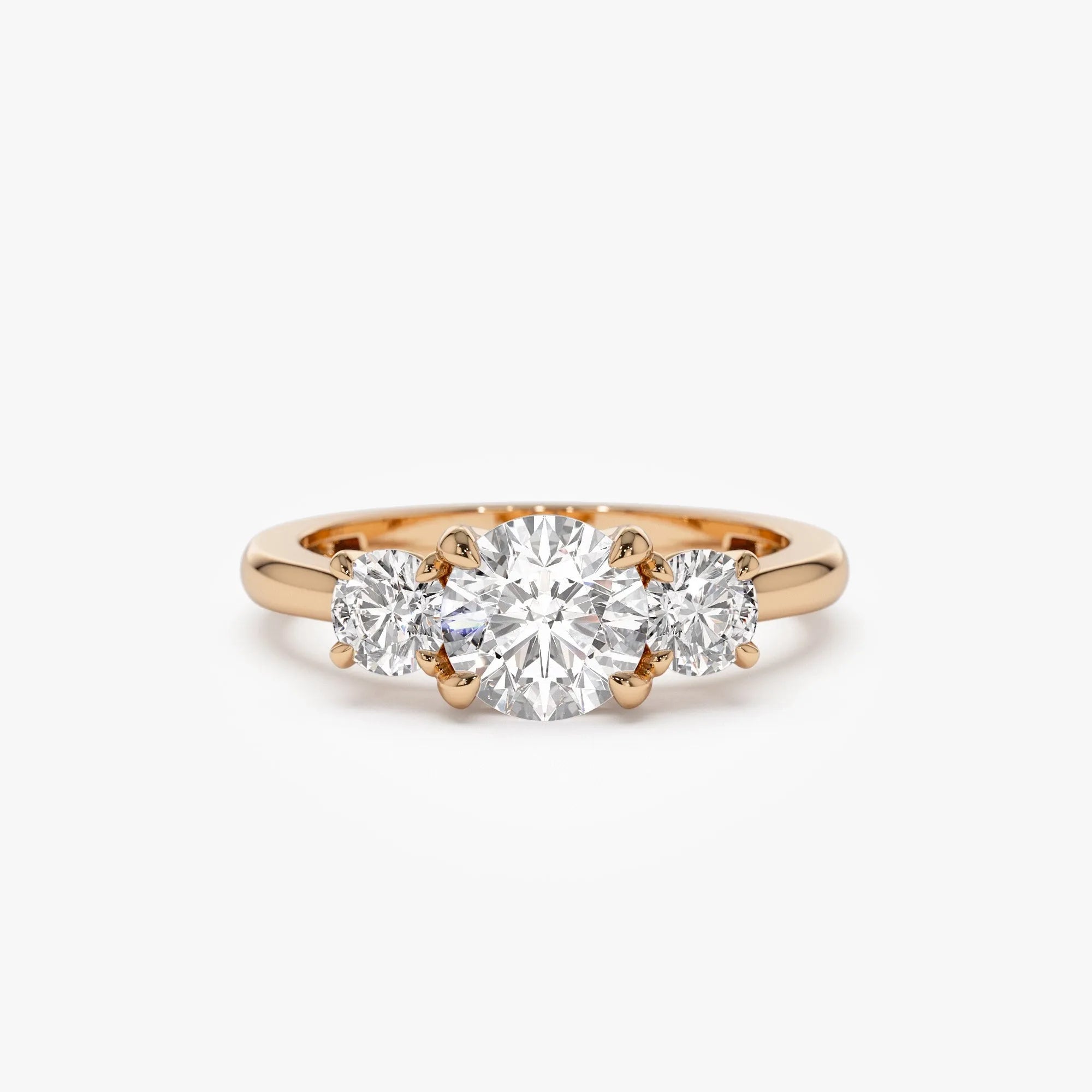 14k Gold 1.50 ctw Round Lab Grown Diamond Three Stone Engagement Ring
