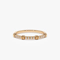 14K Solid Gold Round Diamond 0.12ctw Stackable Band Ring