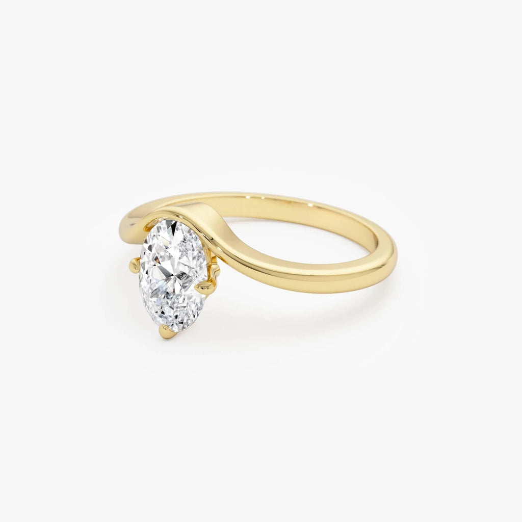 14k Gold Lab Grown Diamond 1.00 Carat Oval Cut IGI Certified Designer Setting Nerissa Ring