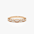 14k Gold 0.18 CTW Baguette and Round Diamond Vintage Inspired Wedding Ring