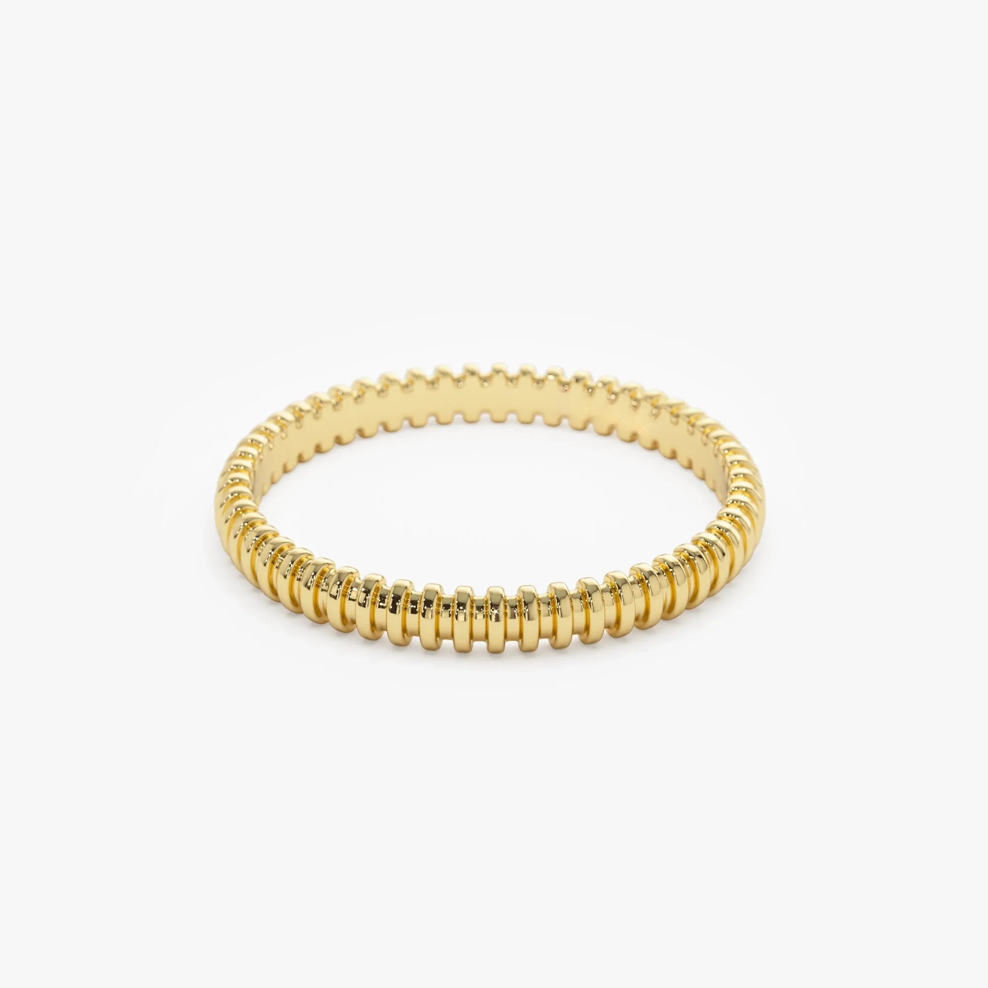 14k Solid Gold Ribbed Stackable Wedding Band Ring