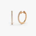 14k Gold Diamond Round Cut Medium Hoop Earrings Micro-Pave 0.17 ctw