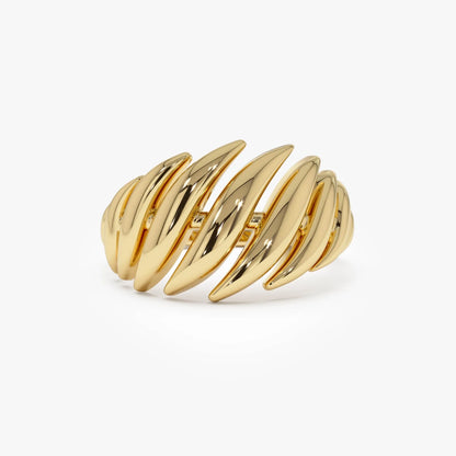 14k Gold Chunky Wave Dome Cocktail Ring 11.75mm Wide Statement Band
