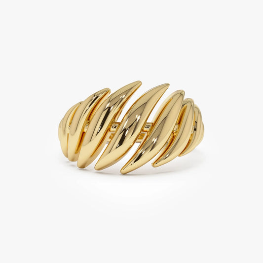 14k Gold Chunky Wave Dome Cocktail Ring 11.75mm Wide Statement Band